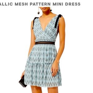 SELF-PORTRAIT Metallic Mesh Pattern Mini Dress US 4 UK 8